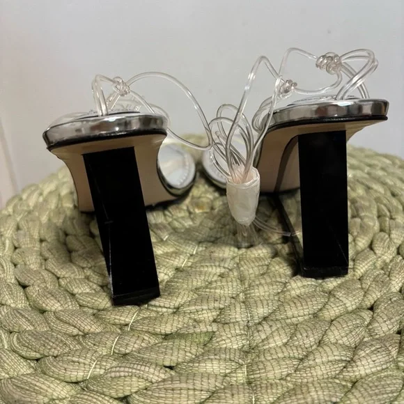 Good American Cinder-f*cking Rella Clear Wedge Sandal Size 8 - Picture 11 of 14